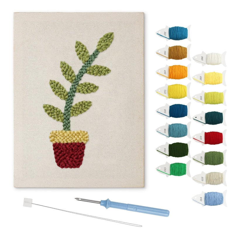 Green Potted Plant punch needle kit