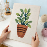 Finished punch needle kit artwork - Green Potted Plant design