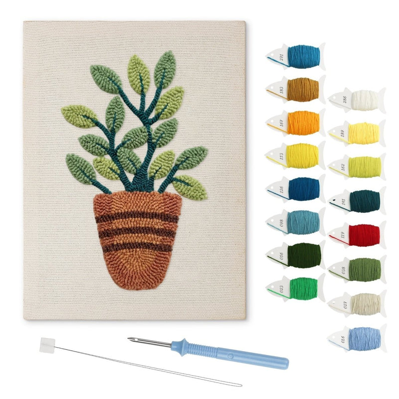 Green Potted Plant Variant 2 punch needle kit