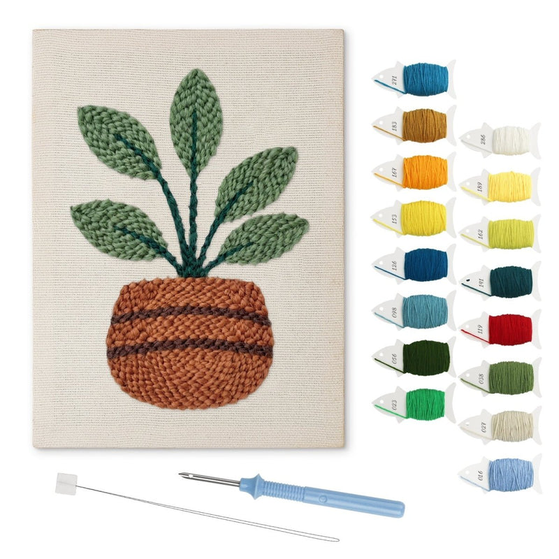 Green Potted Plant Variant 3 punch needle kit