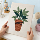 Green Potted Plant punch needle kit finished artwork