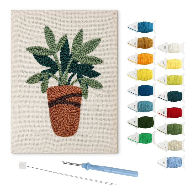 Green Potted Plant punch needle kit