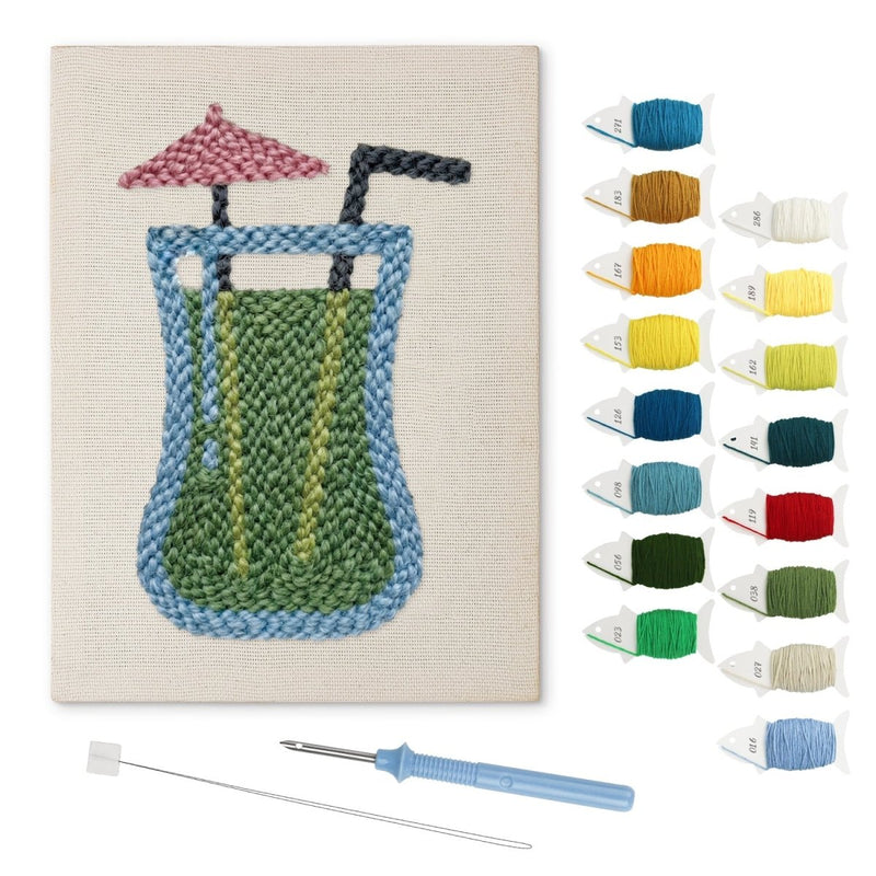 Green Summer Drink punch needle kit