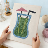 Green Summer Drink punch needle kit finished artwork