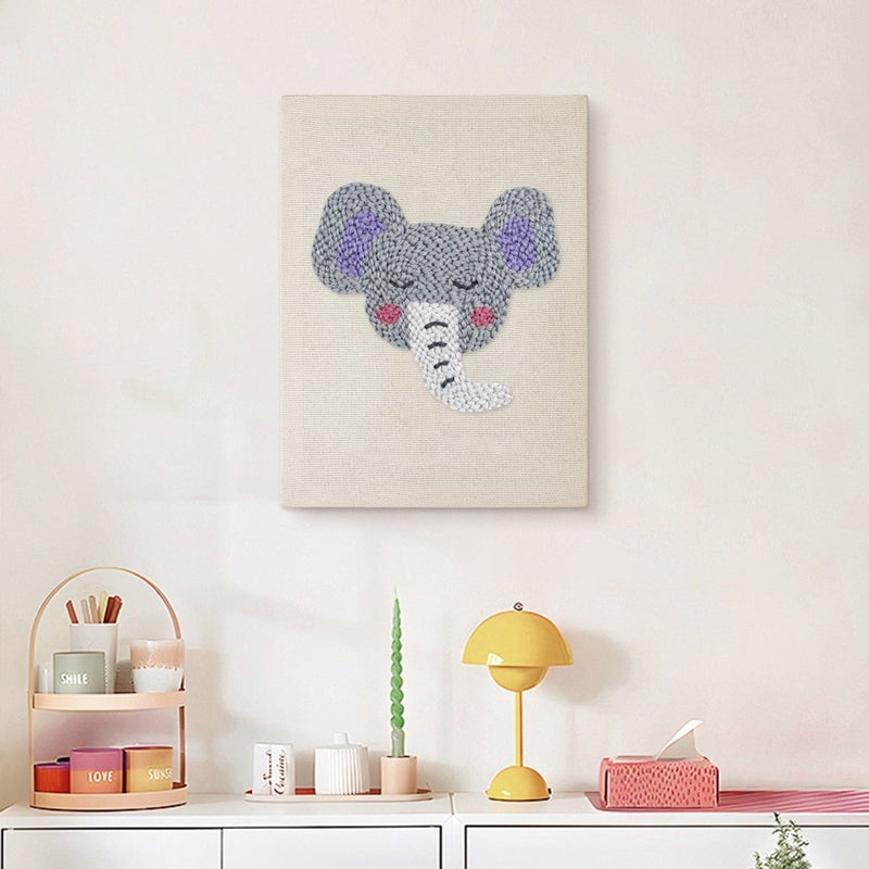 Grey Elephant Head punch needle kit