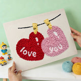 Hanging Love Hearts punch needle kit finished artwork