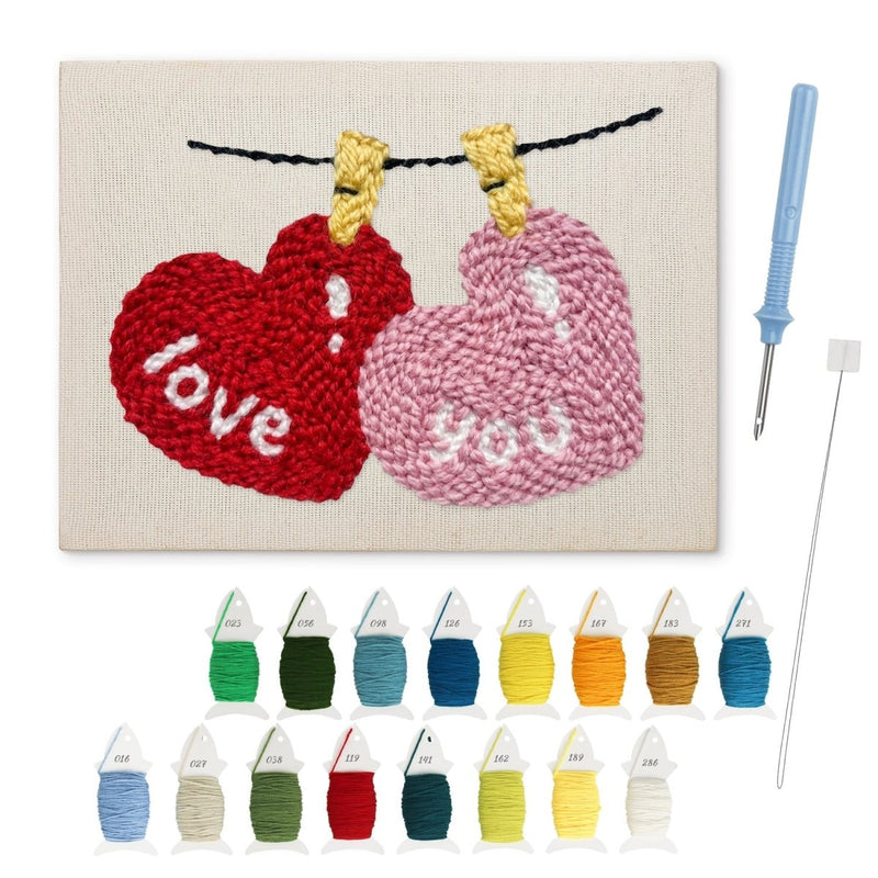 Hanging Love Hearts punch needle kit