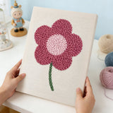 Finished Maroon Flower artwork made with a punch needle kit