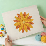 Orange Yellow Flower punch needle kit finished artwork