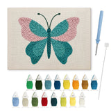 Pink And Teal Butterfly punch needle kit