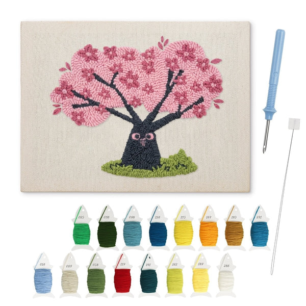 Pink Cherry Blossom punch needle kit