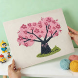 Pink Cherry Blossom punch needle kit finished artwork