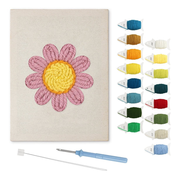 Pink Daisy Flower punch needle kit – Creative Vibes Dubai