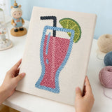 Finished Pink Drink With Lime artwork made with a punch needle kit