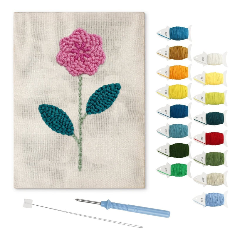Pink Flower punch needle kit