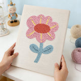 Pink Flower Design punch needle kit finished artwork
