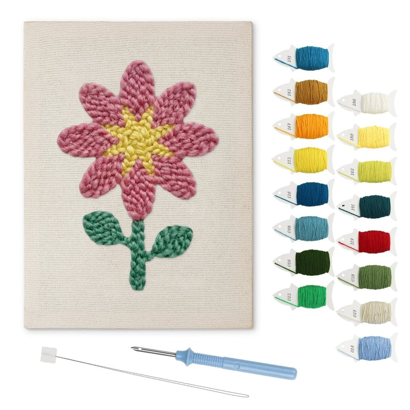 Pink Flower Pattern punch needle kit