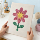 Pink Flower Pattern punch needle kit finished artwork