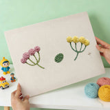 Pink Yellow Flowers punch needle kit finished artwork