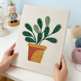 Potted Green Plant punch needle kit finished artwork