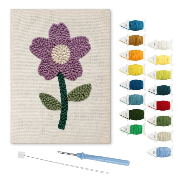 Purple Five-petal Flower punch needle kit – Creative Vibes Dubai