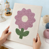 Purple Flower punch needle kit finished artwork