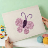 Finished punch needle kit artwork - Purple Pink Butterfly design