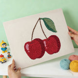 Red Cherries punch needle kit finished artwork