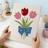 Tulip Bouquet With Bow punch needle kit finished artwork