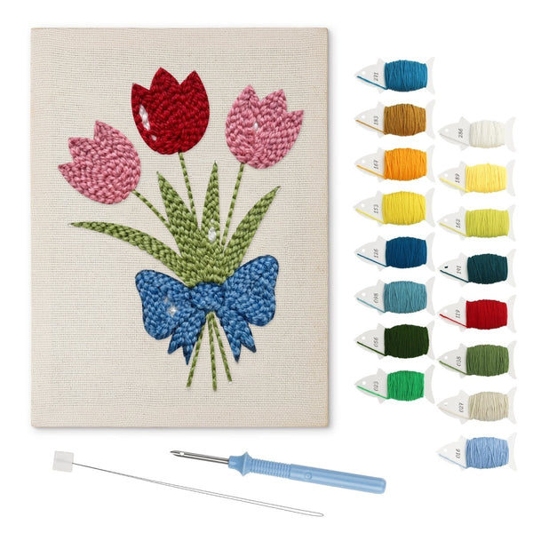 Tulip Bouquet With Bow punch needle kit – Creative Vibes Dubai