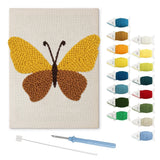 Yellow Brown Butterfly punch needle kit