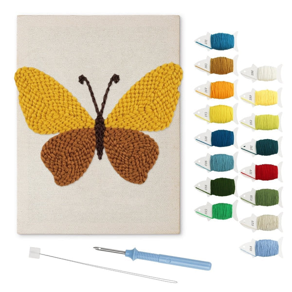 Yellow Brown Butterfly punch needle kit – Creative Vibes Dubai