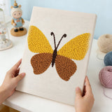 Finished punch needle kit artwork - Yellow Brown Butterfly design