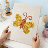 Yellow Butterfly punch needle kit finished artwork