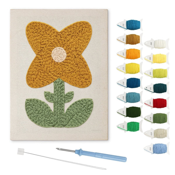 Yellow Four-petal Flower punch needle kit – Creative Vibes Dubai