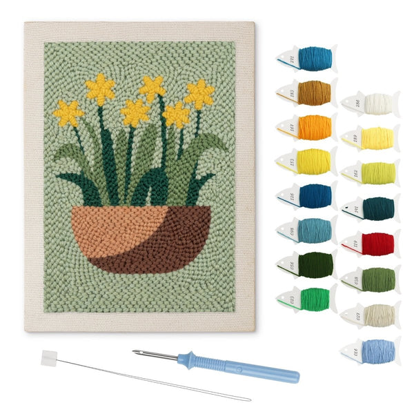 Yellow Potted Flowers punch needle kit – Creative Vibes Dubai
