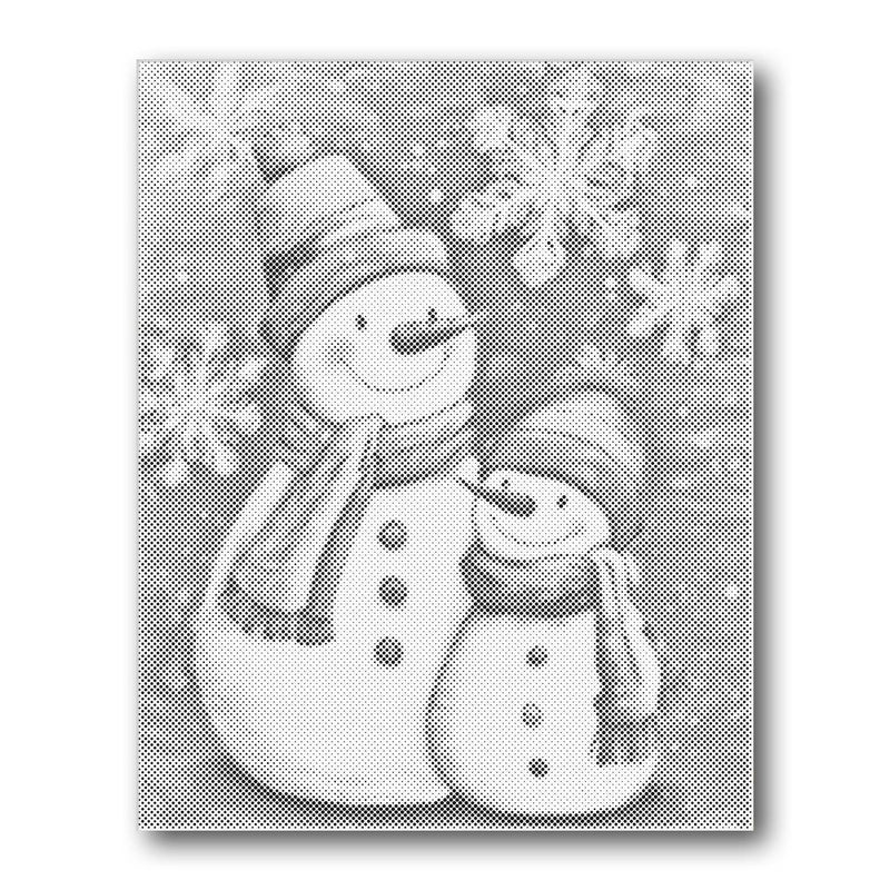 Snowman with Child Snowflakes Dot Painting Kit finished canvas from Creative Vibes
